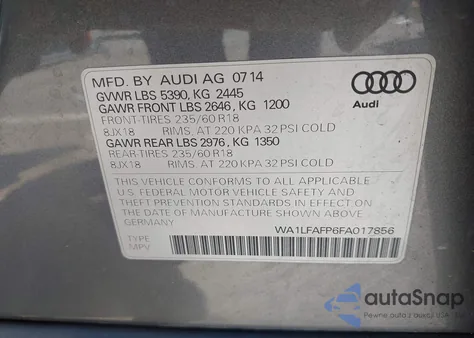 2015 Audi Q5 2.0T Premium from USA, damaged, VIN WA1LFAFP6FA017856